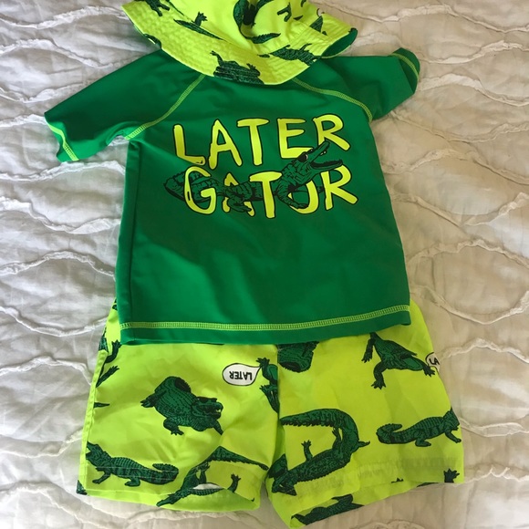 Orange Baby Boy Carter/'s /"Later Gator/" Tee /& Swim Trunks Set 12 Months